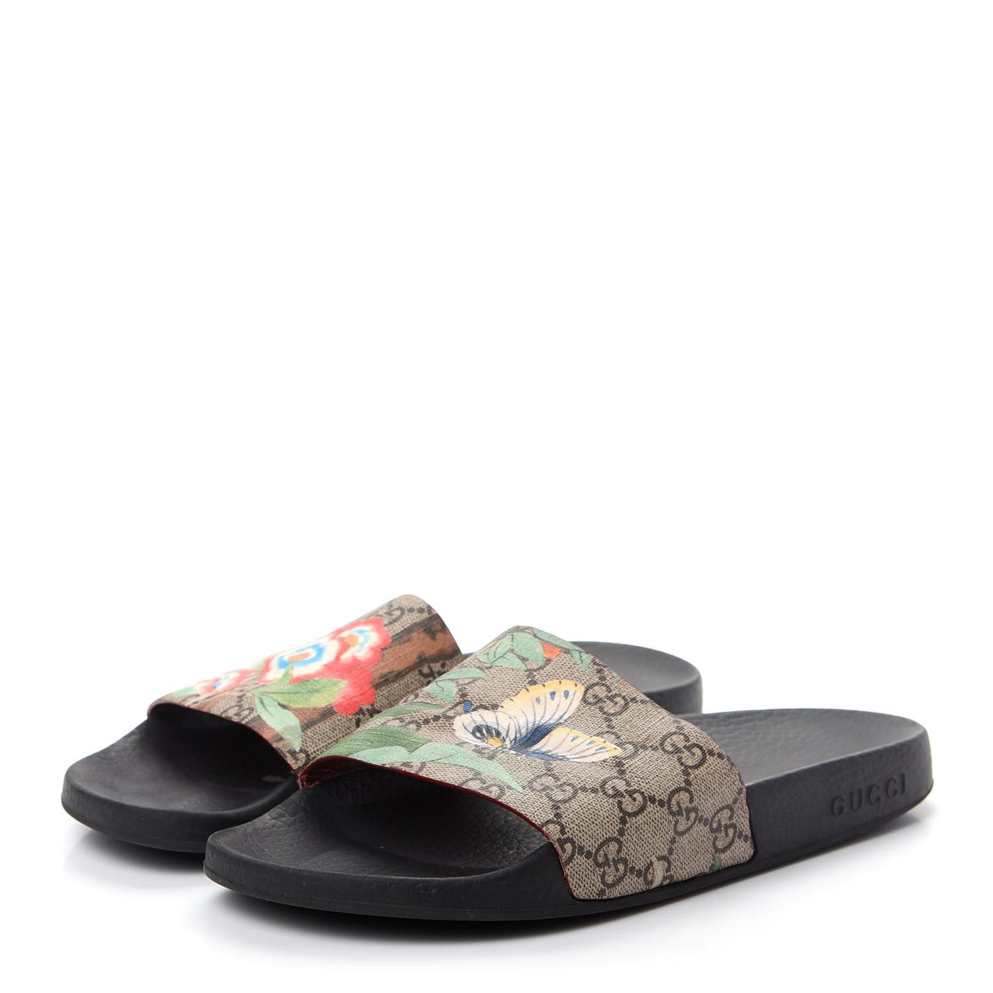 GG Supreme Monogram Tian Womens Slide Sandals 39 Beige Multicolor