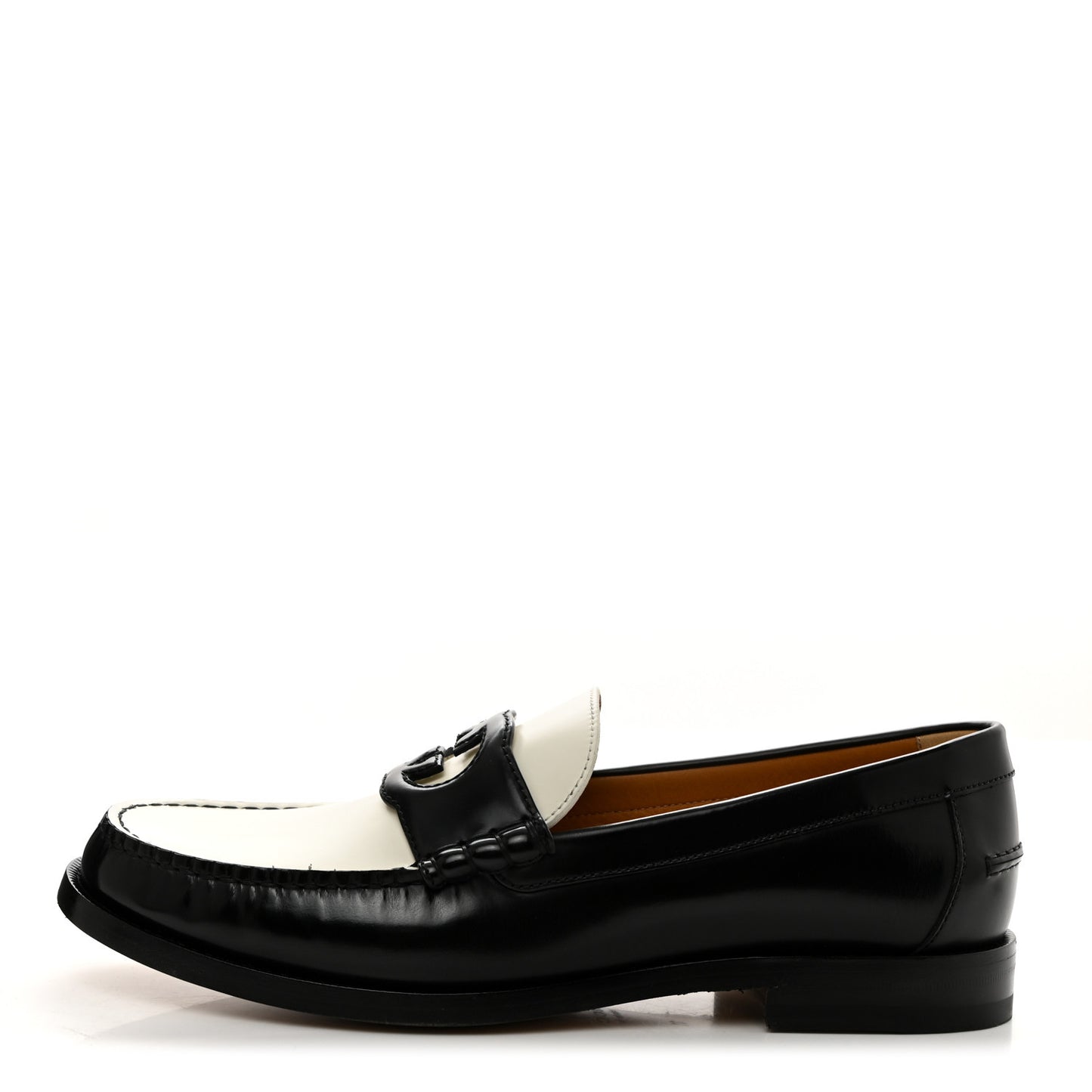 Calfskin Mens Interlocking G Millennial Ribot Loafers 11 Black Off White