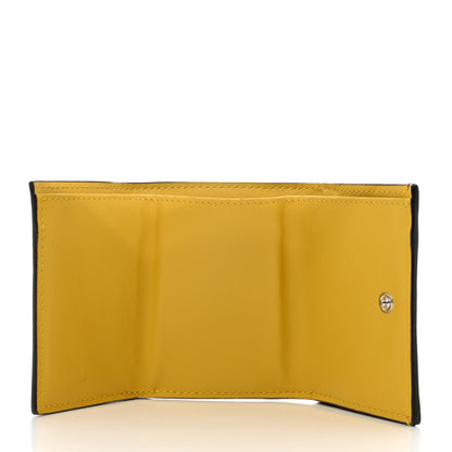 Fendi Vitello Liberty F is Fendi Bi-Color FF 1974 Embossed Micro Tri-Fold Envelope Wallet Maya Black Sunflower 5 of 10