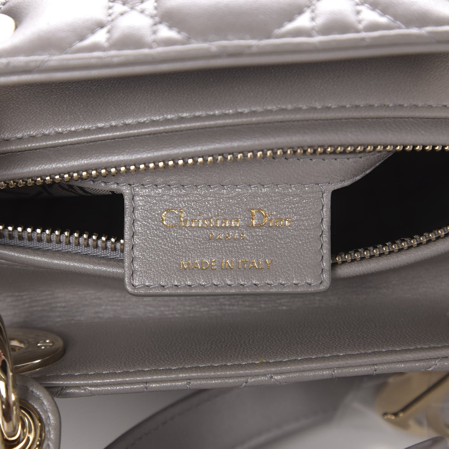 Pearly Lambskin Cannage Medium Lady Dior Grey