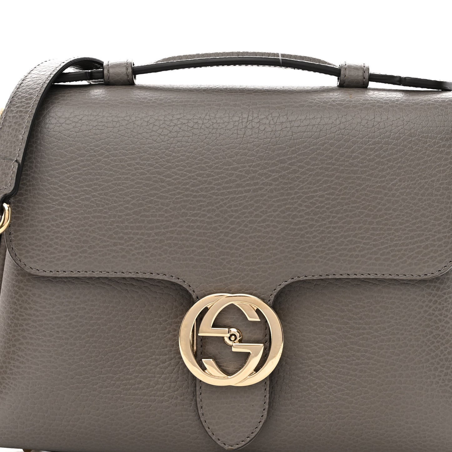 Dollar Calfskin Interlocking G Top Handle Shoulder Bag Loess