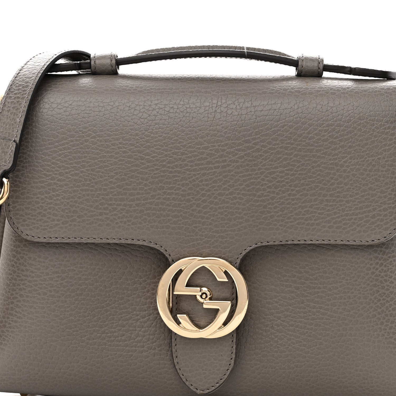 Gucci Dollar Calfskin Interlocking G Top Handle Shoulder Bag Loess 7 of 9
