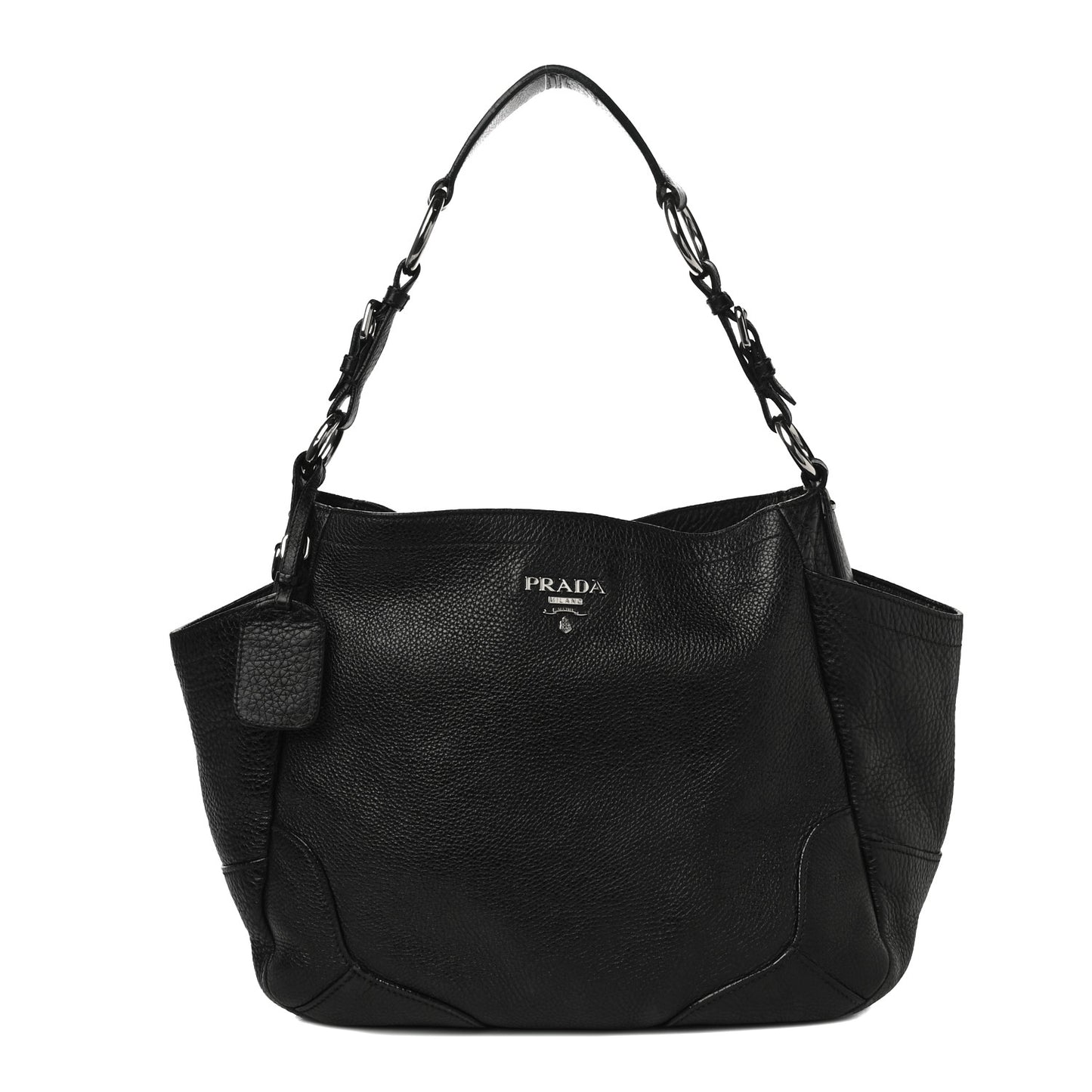 Vitello Daino Side Pocket Hobo Black