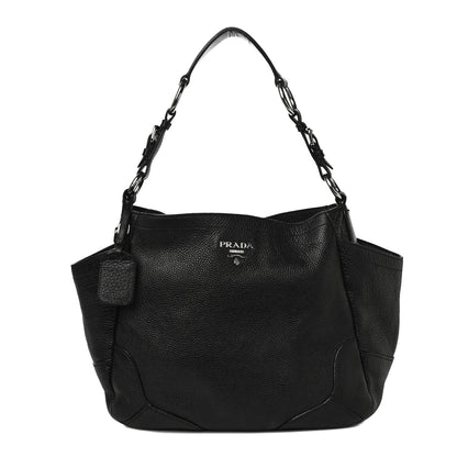 Prada Vitello Daino Side Pocket Hobo Black 1 of 11
