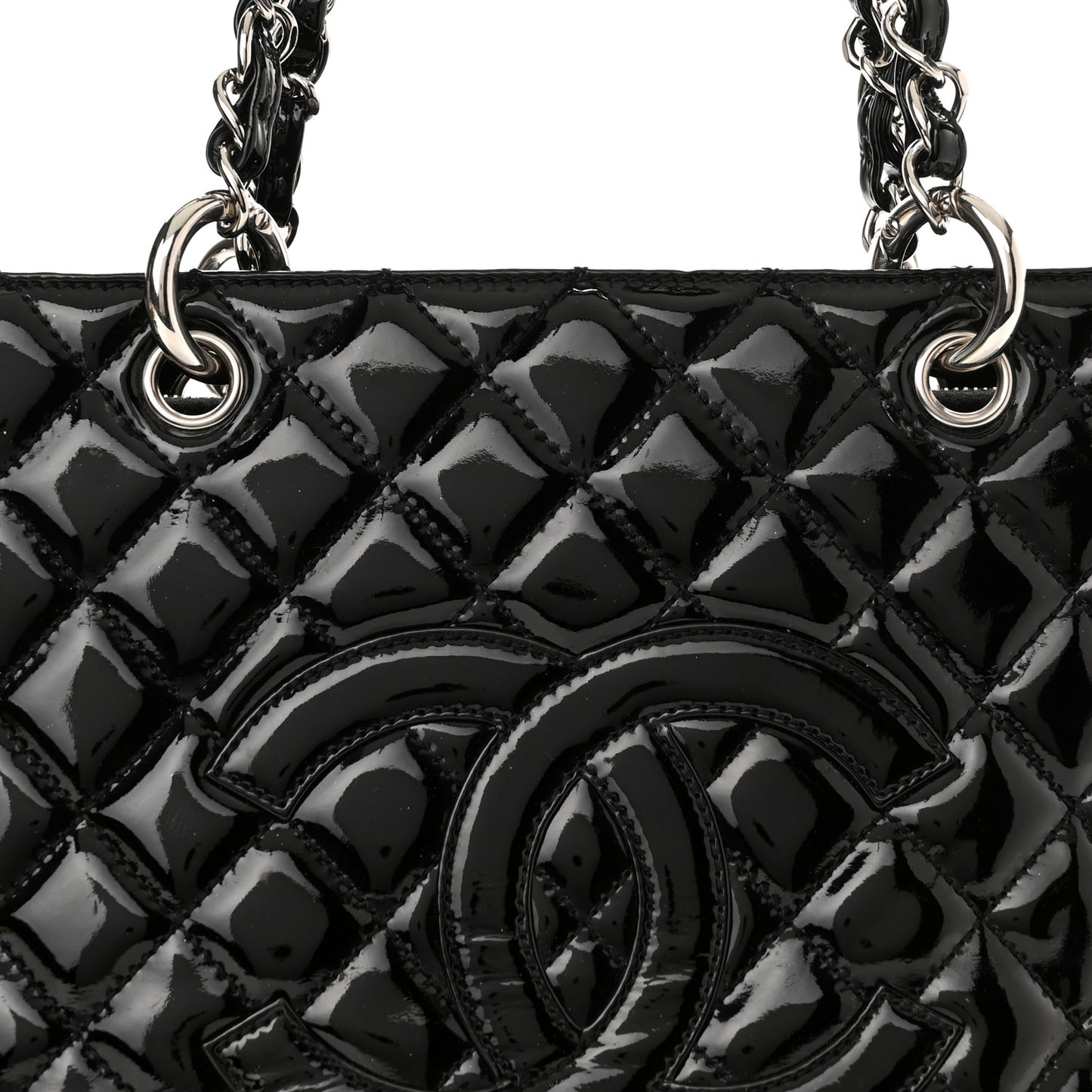 Patent Quilted Grand Shopping Tote GST Black