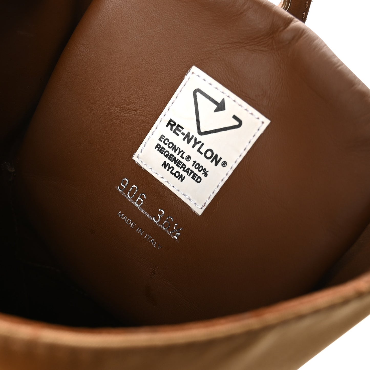 Re-Nylon Spazzolato Rois Metal Triangle Logo Tall 50mm Combat Boots 35.5 Tobacco Brown