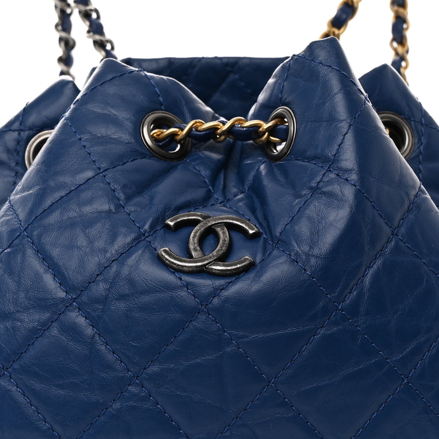 Aged Calfskin Quilted Small Gabrielle Backpack Navy