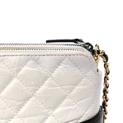 Chanel Aged Calfskin Quilted Small Gabrielle Clutch With Chain White Black 14 of 17