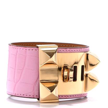 Hermes Matte Alligator Collier De Chien CDC Bracelet T2 5P Pink 3 of 5
