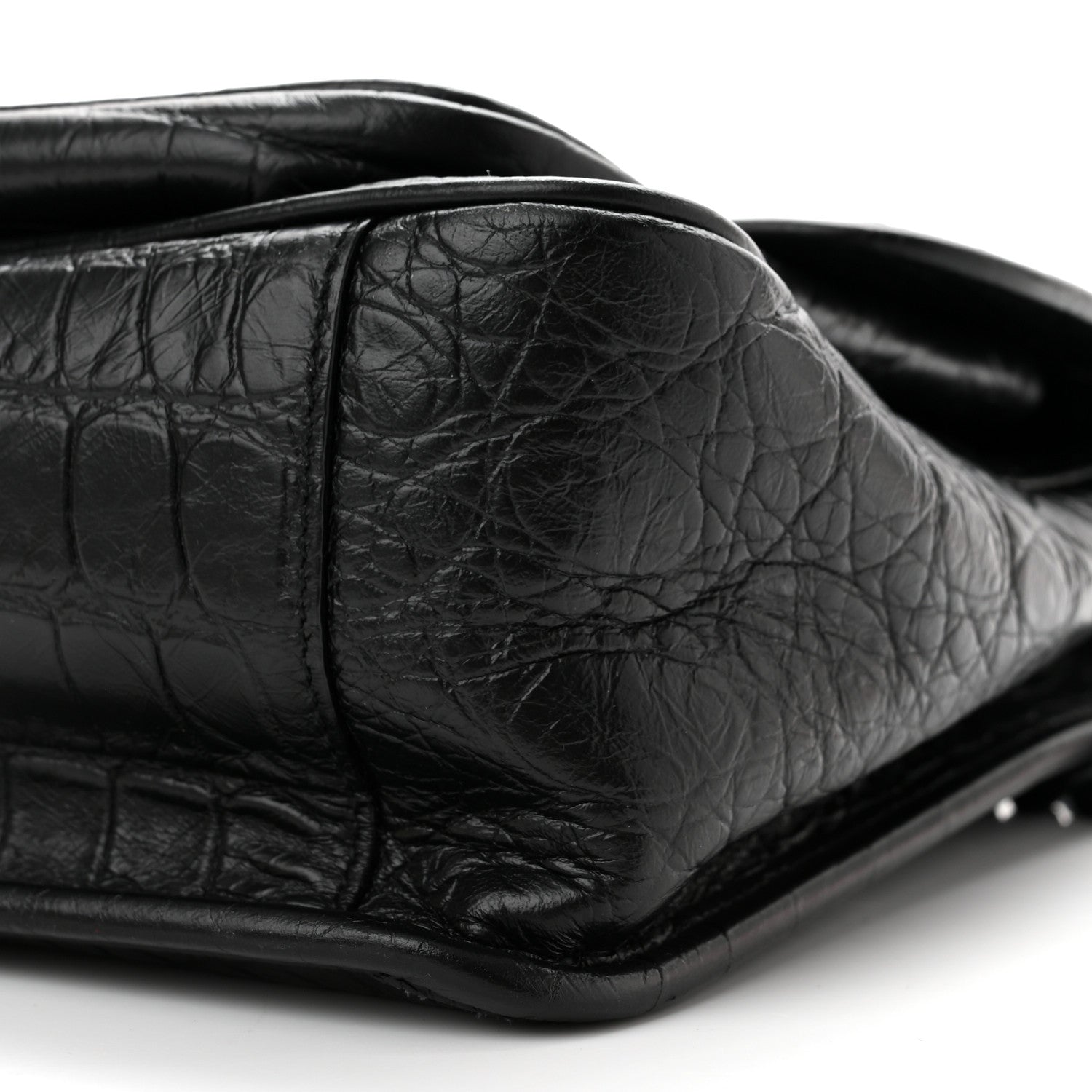 Saint Laurent Crocodile Embossed Lambskin Monogram Medium Niki Chain Satchel Black 10 of 10