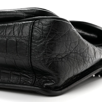 Saint Laurent Crocodile Embossed Lambskin Monogram Medium Niki Chain Satchel Black 10 of 10