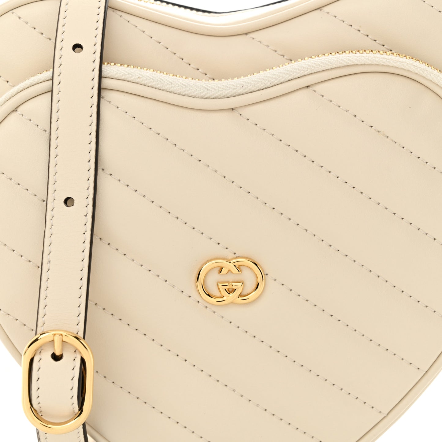 Calfskin Matelasse Diagonal Mini Interlocking G Heart Shoulder Bag White