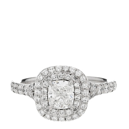 Tiffany Platinum Diamond .44ct Soleste Cushion Cut Double Halo Engagement Ring 44 3 1 of 8