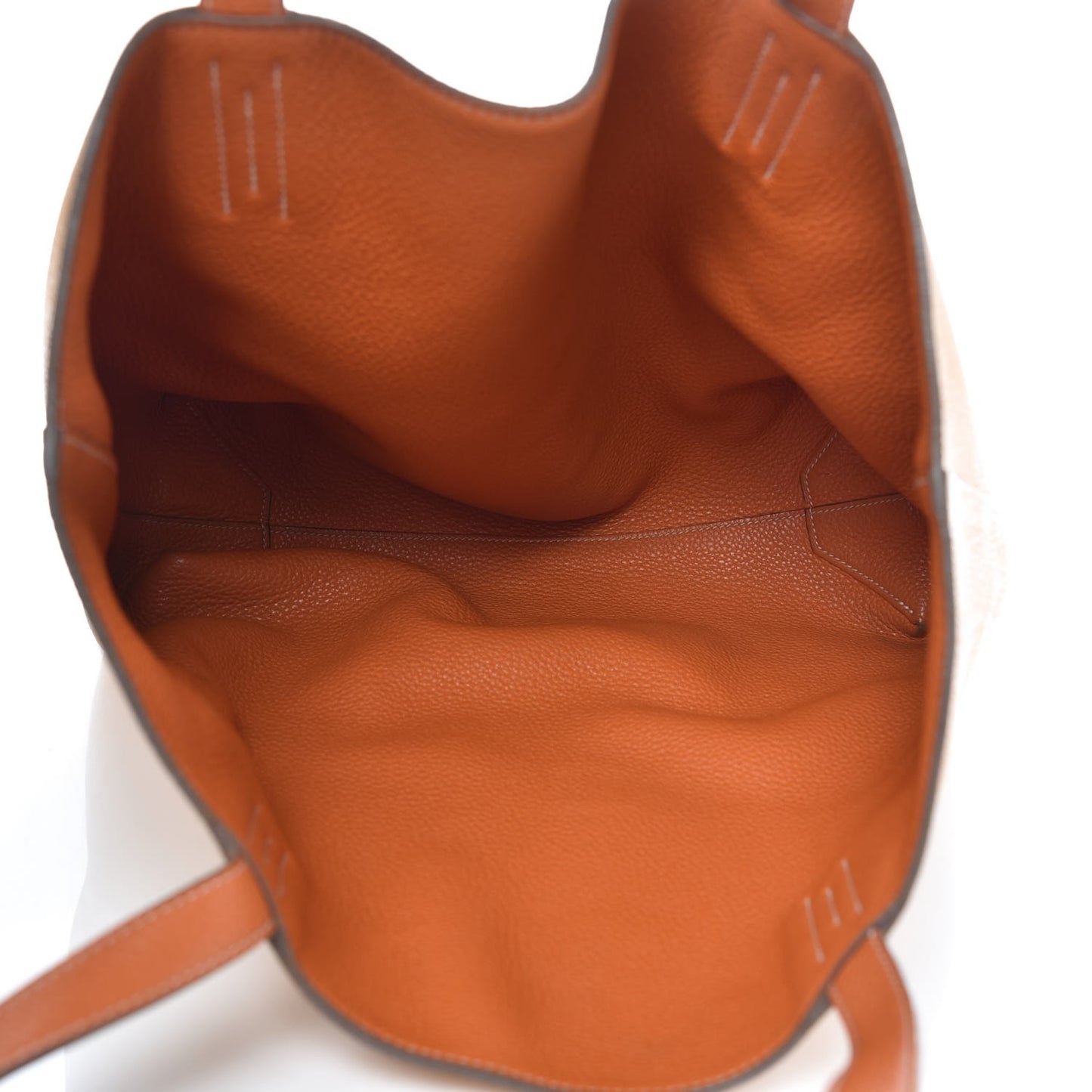 Taurillon Clemence Double Sens 36 Reversible Tote Orange Curry