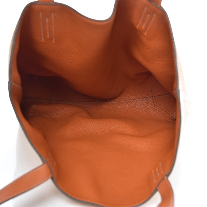 Hermes Taurillon Clemence Double Sens 36 Reversible Tote Orange Curry 8 of 15