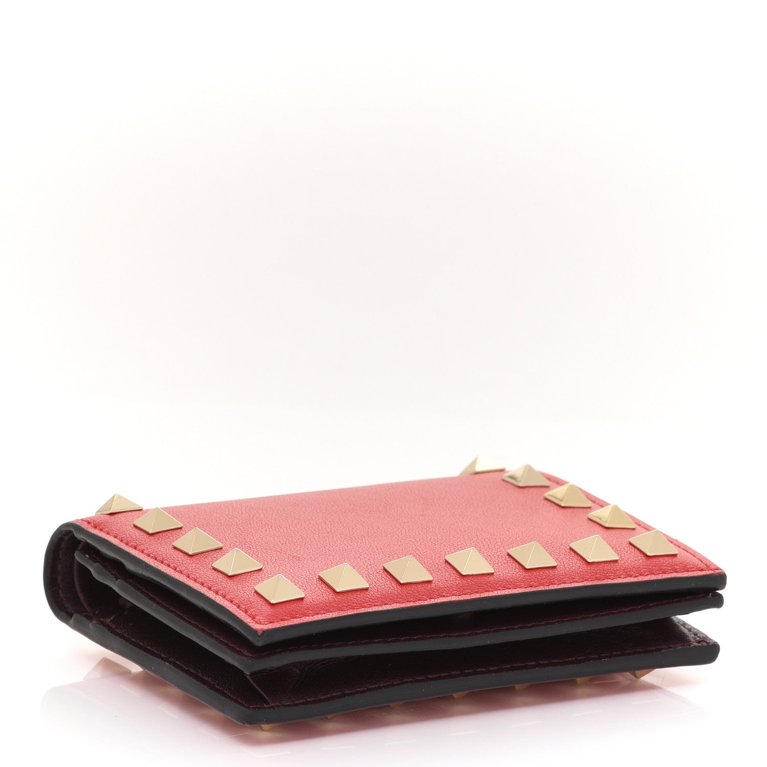 Valentino Garavani Calfskin Rockstud Bi-Fold Card Holder Rouge Pur Cerise 4 of 8
