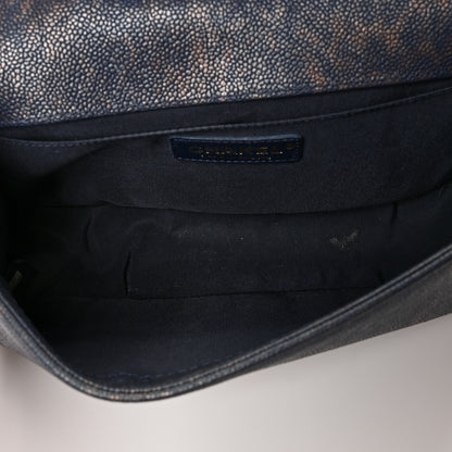 Chanel Patinated Caviar Chevron Braided Medium Boy Flap Navy Blue 5 of 10