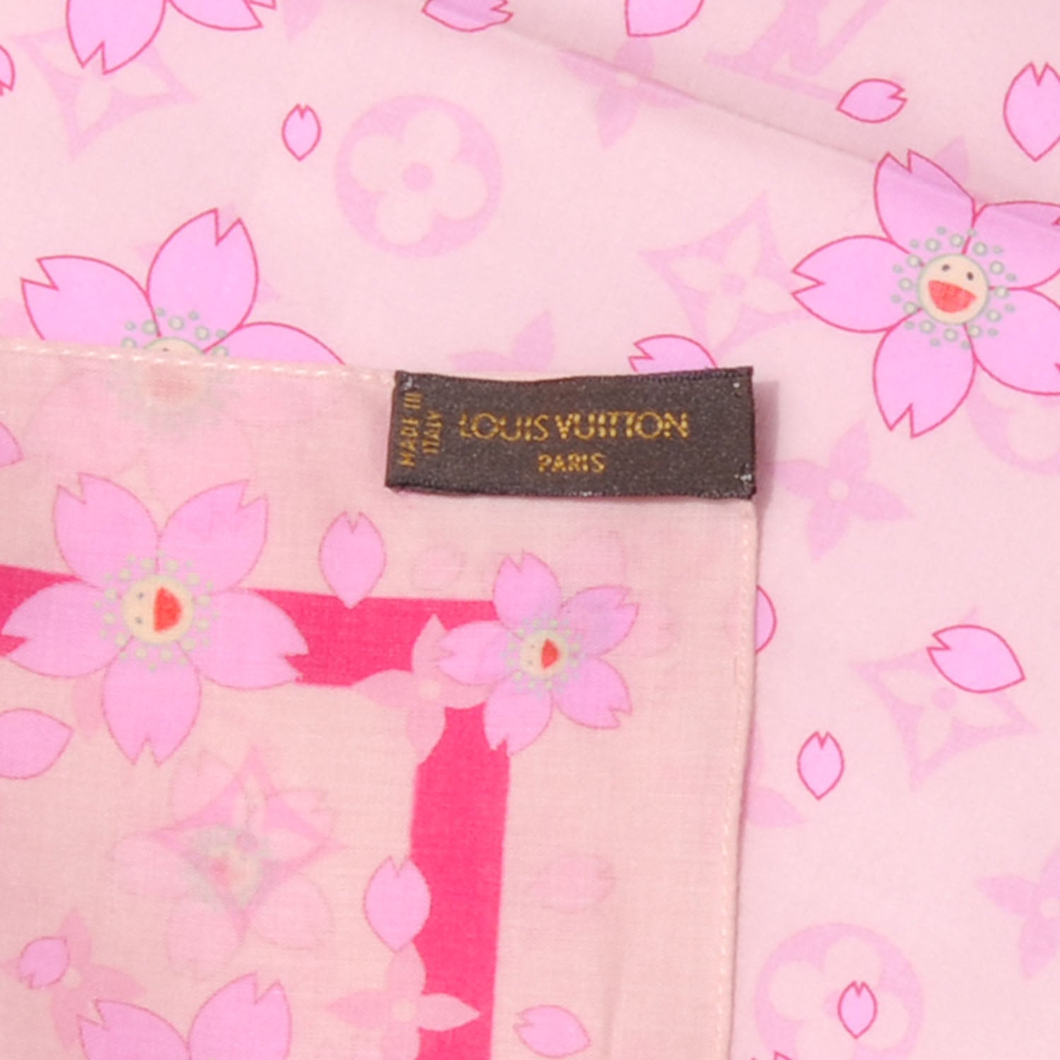 Louis Vuitton Cotton Monogram Cherry Blossom Square Scarf Pink 4 of 5
