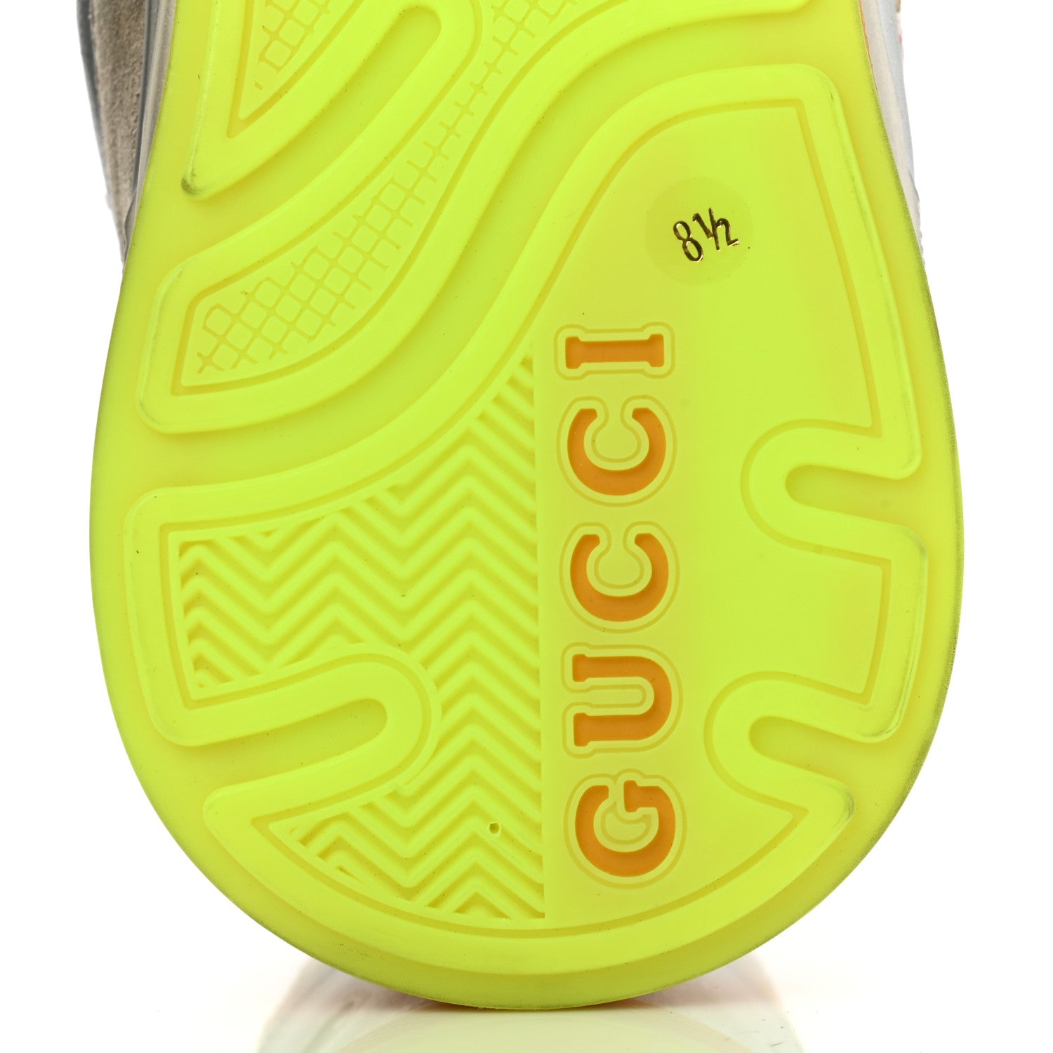 Gucci Metallic Calfskin Suede Mens Ultrapace Sneakers 8.5 Silver Oatmeal 6 of 8