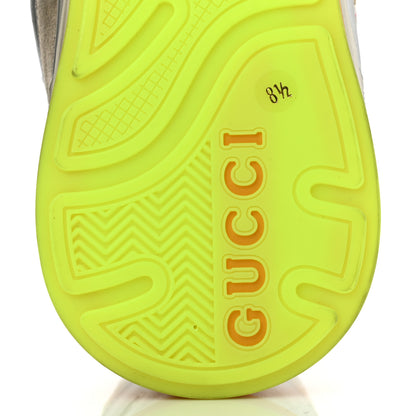 Gucci Metallic Calfskin Suede Mens Ultrapace Sneakers 8.5 Silver Oatmeal 6 of 8