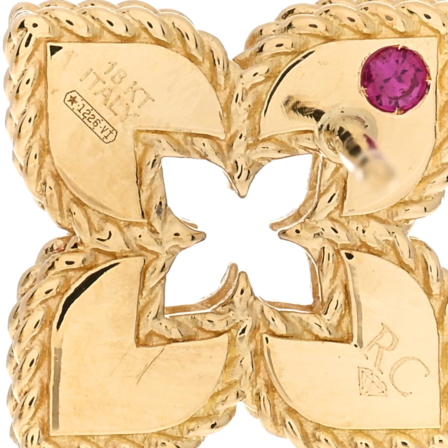 Roberto Coin 18K Yellow Gold Diamond Petite Venetian Princess Open Flower Stud Earrings 4 of 4