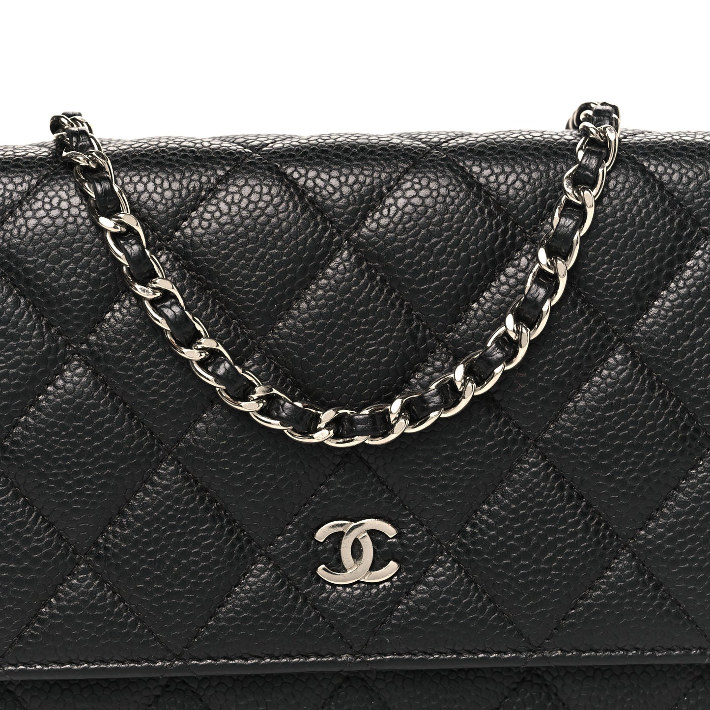 Caviar Quilted Wallet on Chain WOC Black