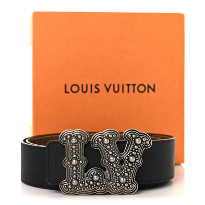 Louis Vuitton Calfskin 40mm LV Ranch Studs Reversible Belt 90 36 Black 6 of 6