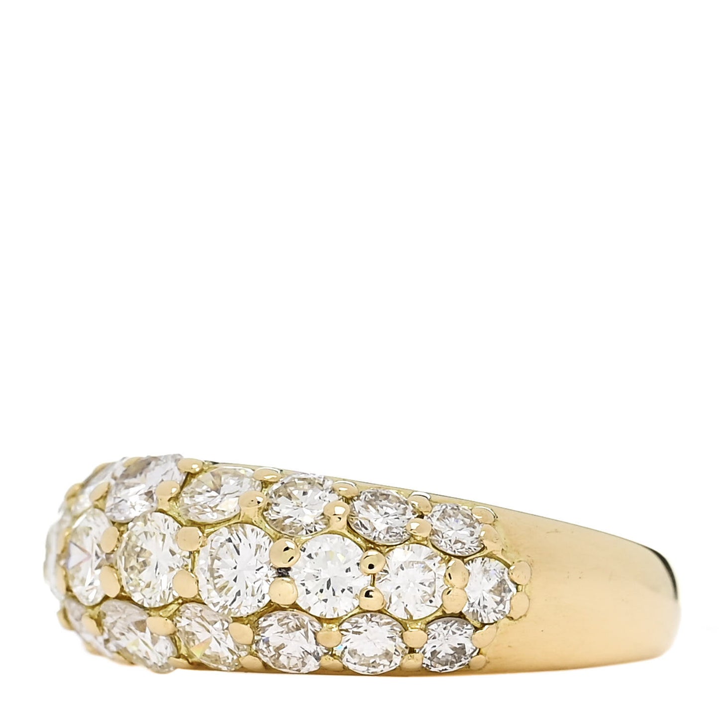 18K Yellow Gold Diamond 2.22ctw Three Row Dome Band Ring  50 5.5