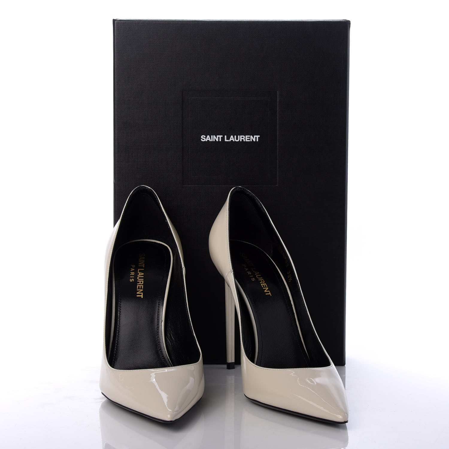 Saint Laurent Patent Calfskin Zoe 105 Pump 38.5 White 10 of 10
