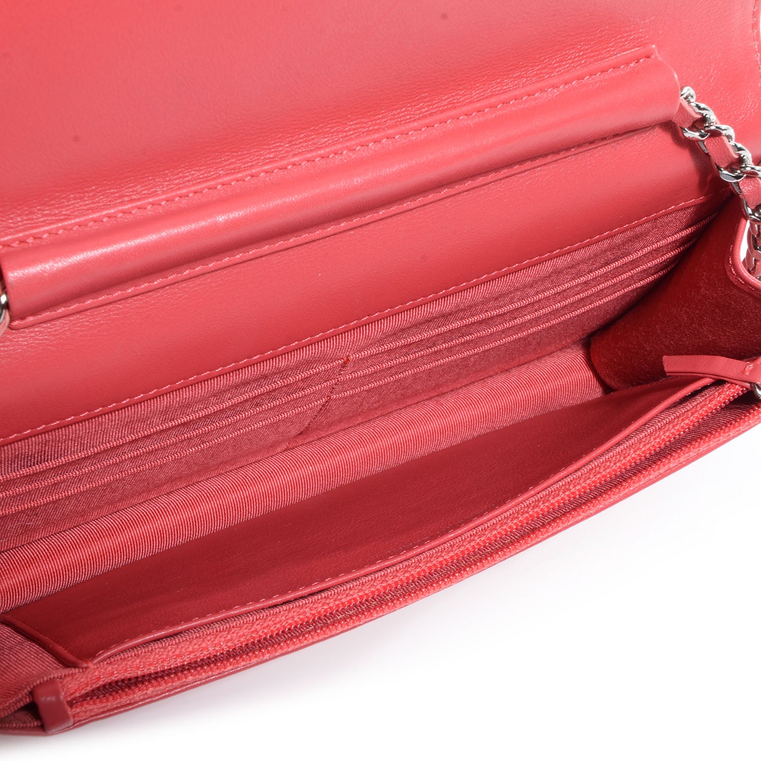Chanel Patent Wallet On Chain WOC Dark Pink 4 of 7