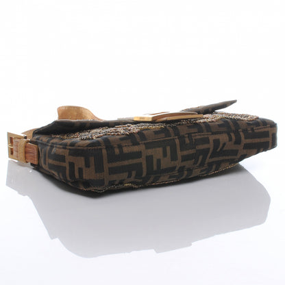 Fendi Zucca Lizard Beaded Baguette Tobacco 4 of 8