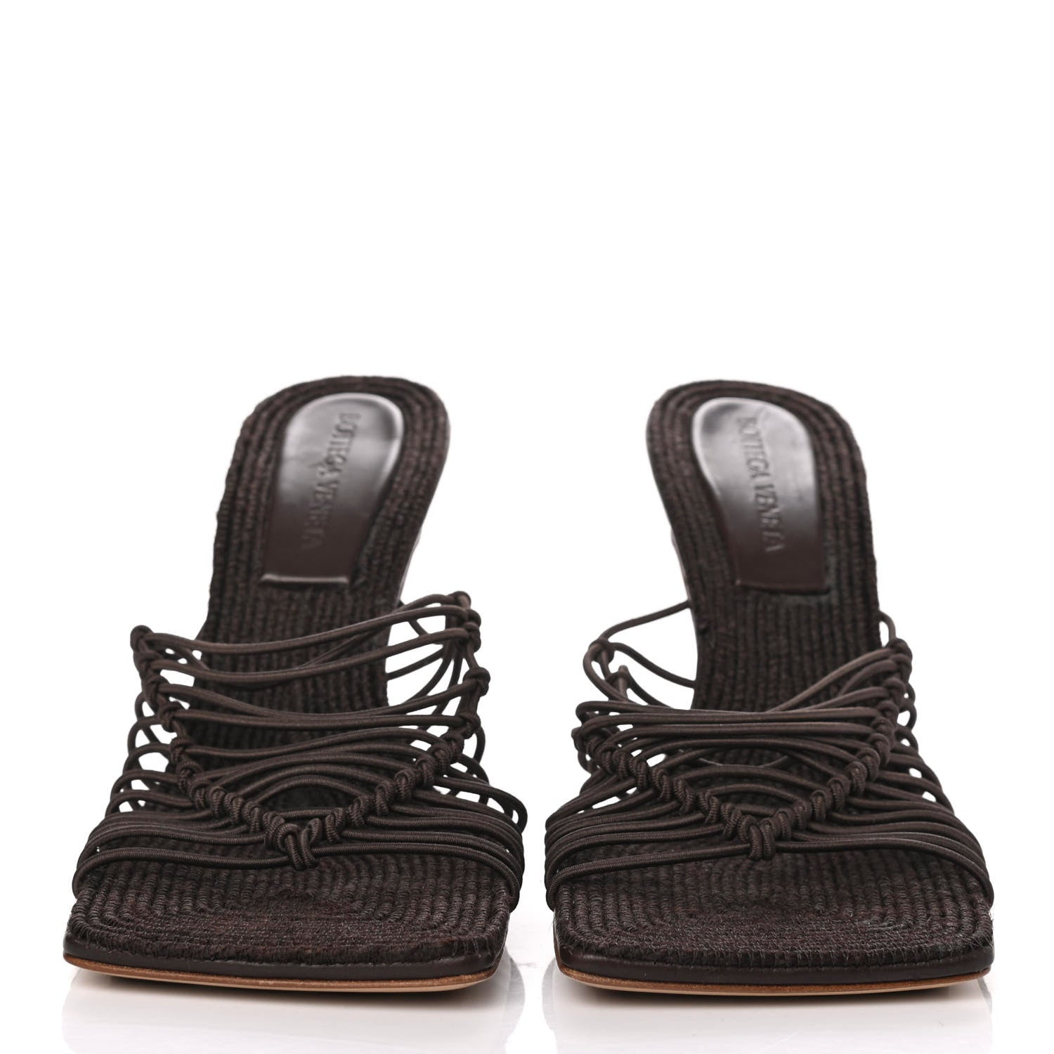 Bottega Veneta Raffia Elasticized Stretch Mule Sandals 38.5 Bitter Chocolate 2 of 4