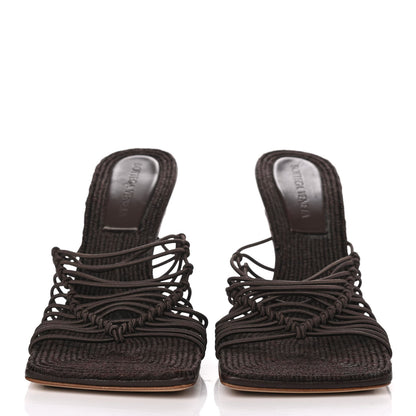 Bottega Veneta Raffia Elasticized Stretch Mule Sandals 38.5 Bitter Chocolate 2 of 4