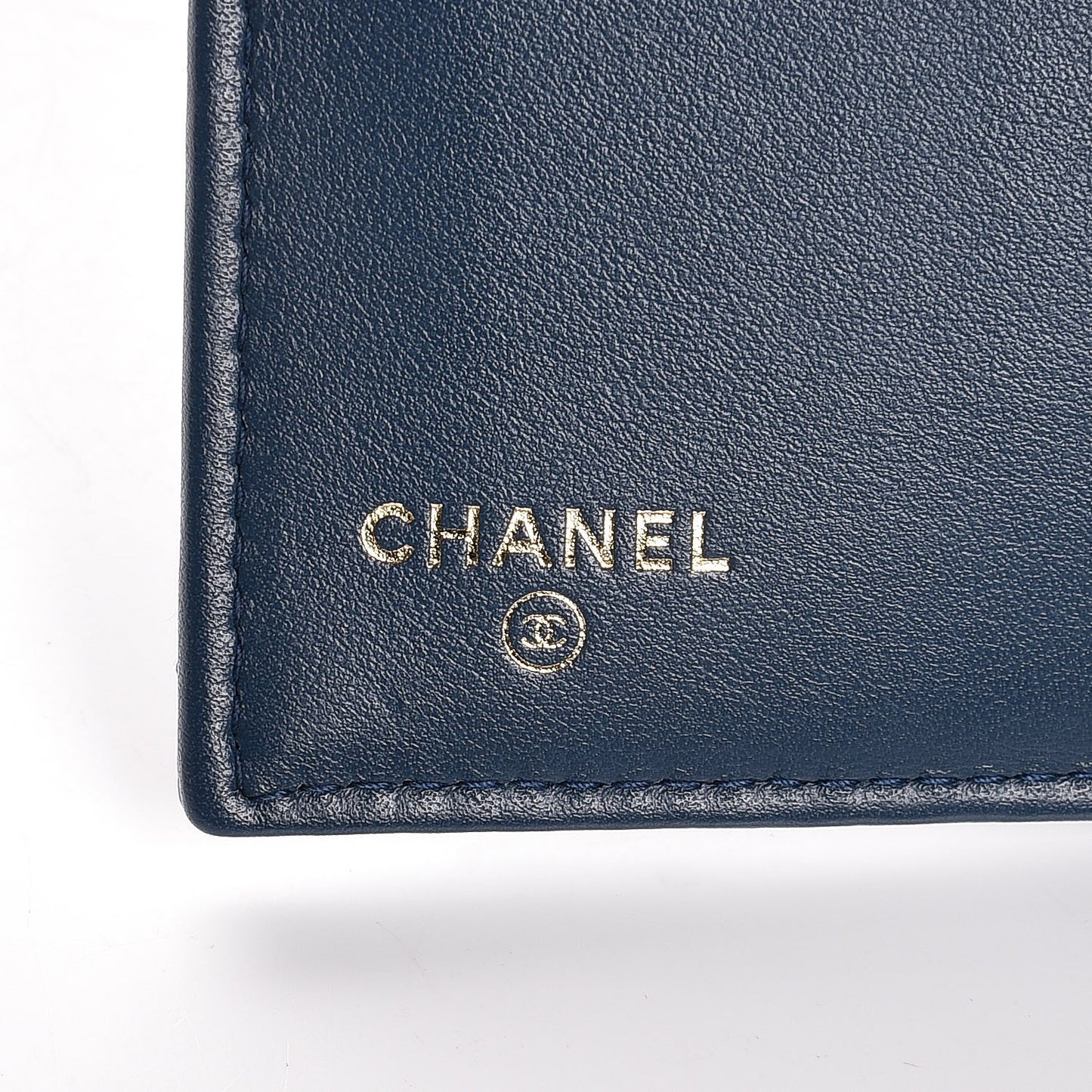 Metallic Caviar Quilted Small Flap Wallet Dark Blue