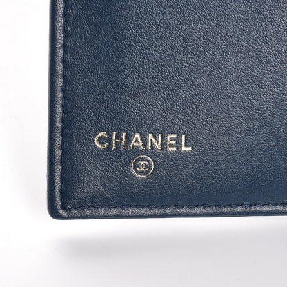 Chanel Metallic Caviar Quilted Small Flap Wallet Dark Blue 6 of 8