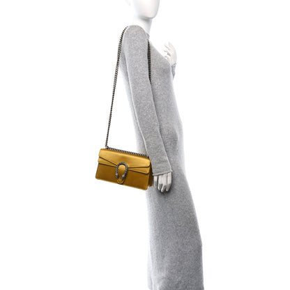 Gucci Satin Silk Crystal Small Dionysus Shoulder Bag Gold Black Diamond 2 of 11