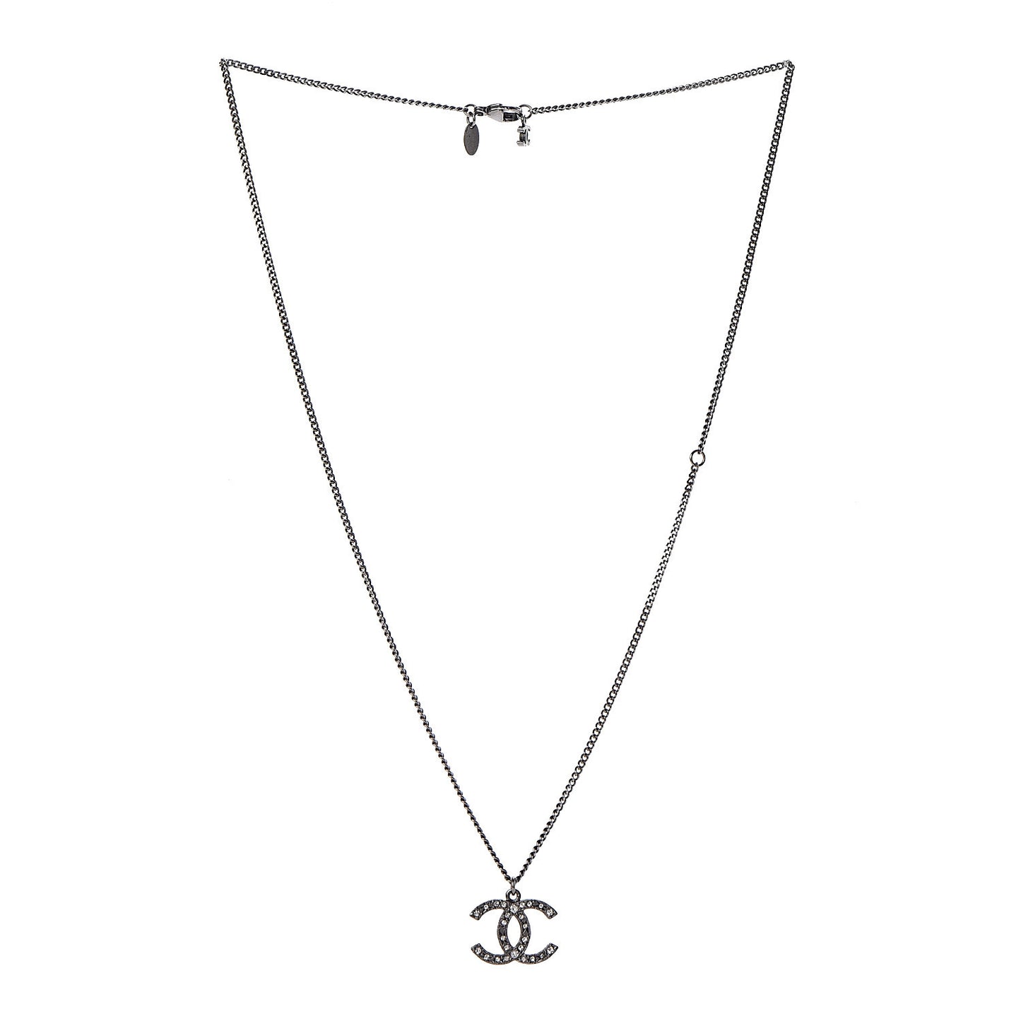 Crystal Timeless CC Necklace Ruthenium