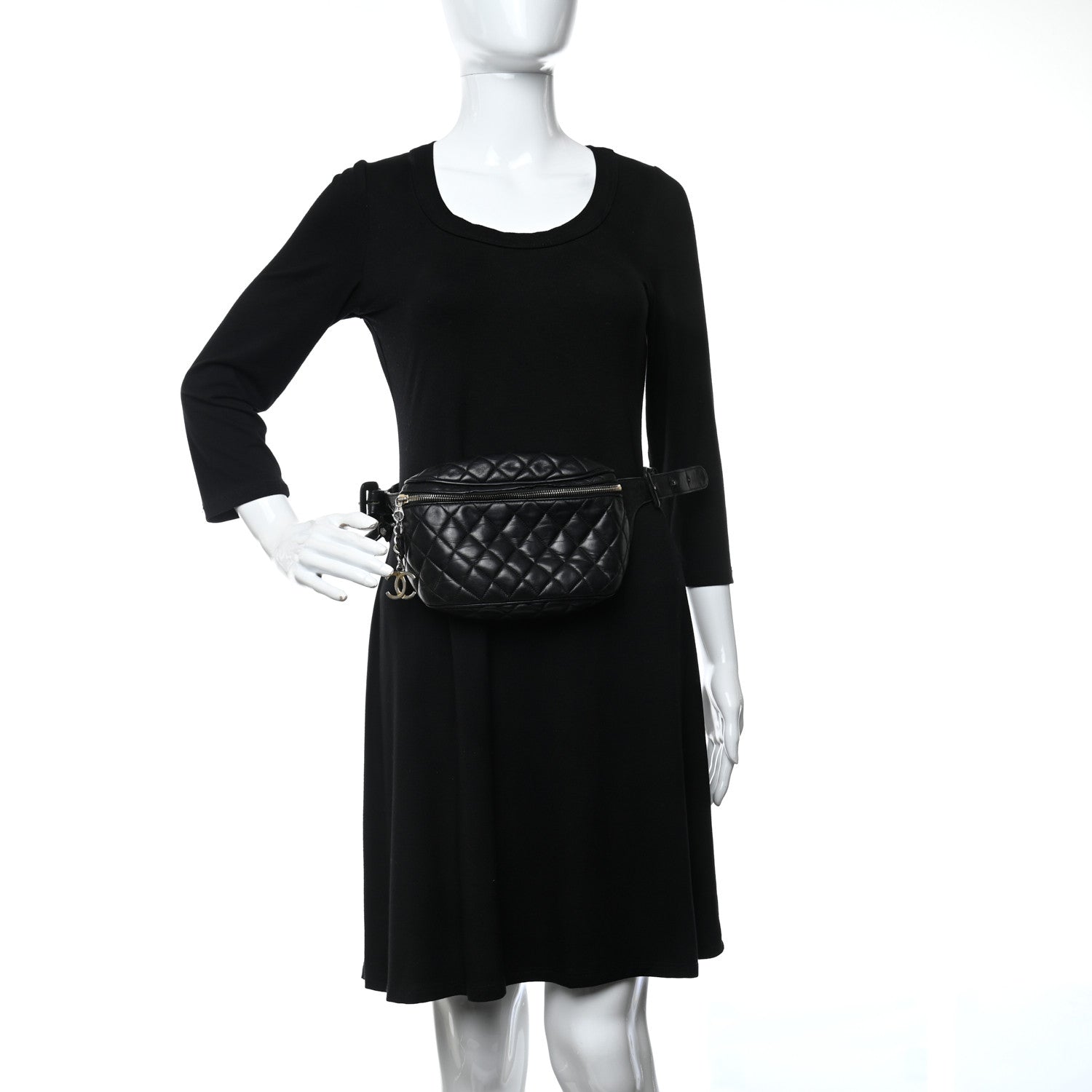 Chanel Lambskin Quilted Waist Belt Bag Black 3 of 9