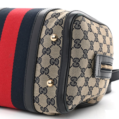 Gucci Monogram Vintage Web Small Boston Navy 10 of 12