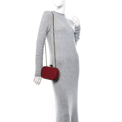 Bottega Veneta Satin Intreccio Impero Ayers Chain Knot Clutch Red 2 of 9