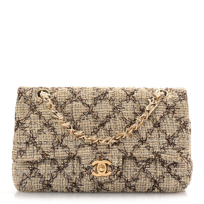 Chanel Metallic Tweed Quilted Medium Single Flap Beige Multicolor 1 of 10