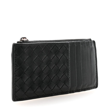 Bottega Veneta Calfskin Intrecciato Zip Card Holder Black 3 of 7