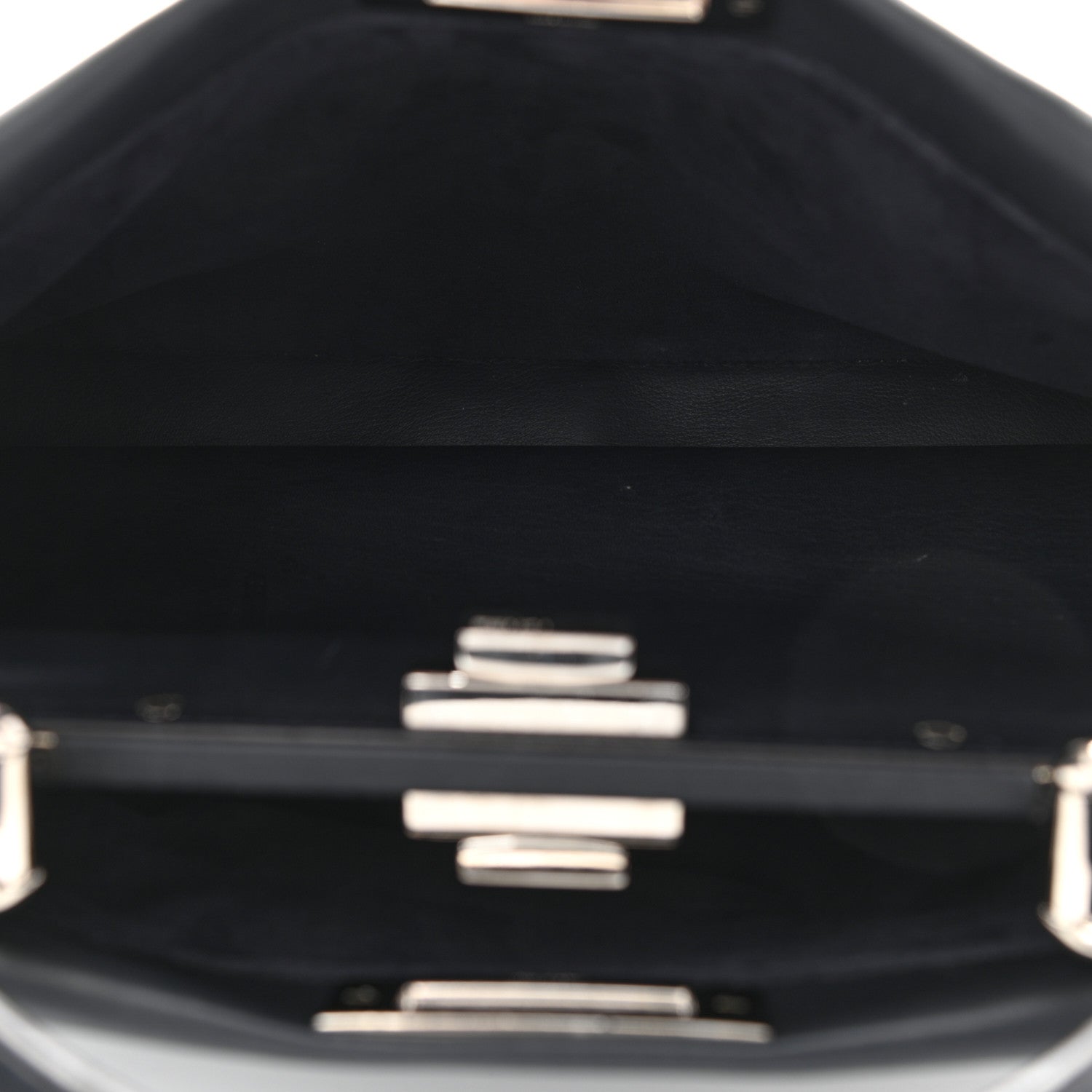 Fendi Vitello Seta Waves Bi-Color Medium Peekaboo Iconic Satchel Blue Notte Mostarda 10 of 20