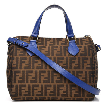Fendi Zucca Vitello Elite Small Boston Tobacco Blue Neon 1 of 7