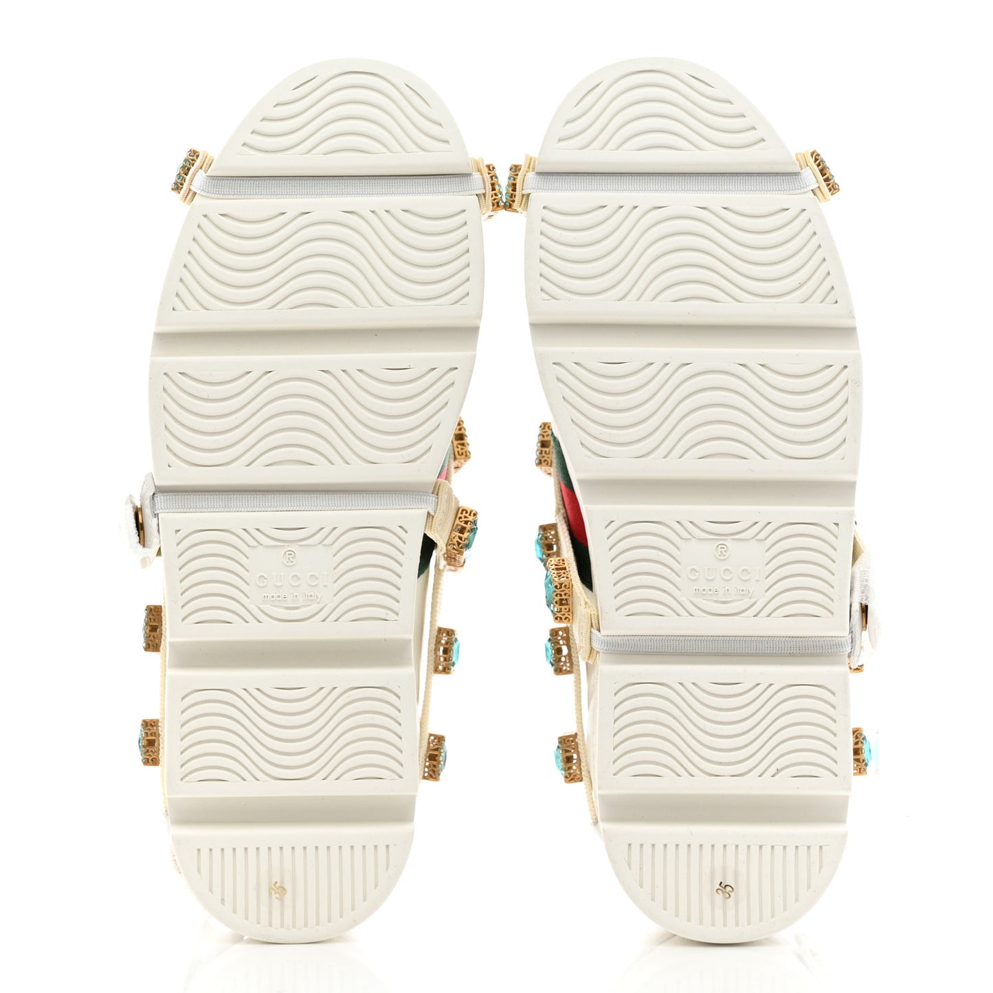Calfskin Removable Crystals Bee Embroidered Ace Platform Sneakers 35 White