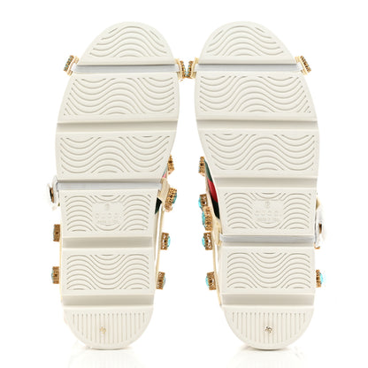 Gucci Calfskin Removable Crystals Bee Embroidered Ace Platform Sneakers 35 White 6 of 11