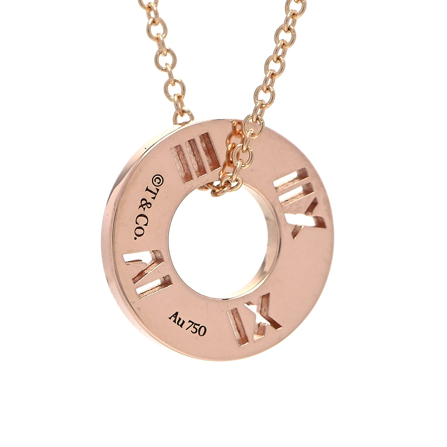 Tiffany 18K Rose Gold Diamond Atlas Pierced Pendant Necklace 3 of 6