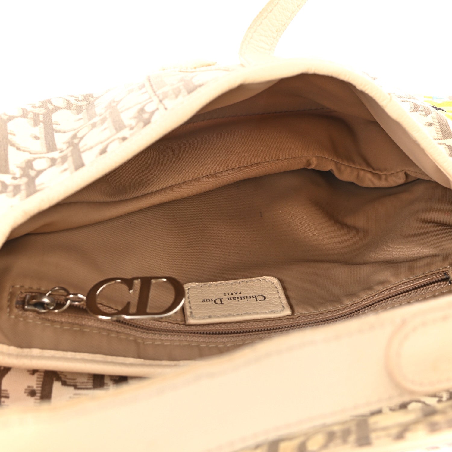Christian Dior Monogram Vintage Flowers Saddle Bag Beige 4 of 14
