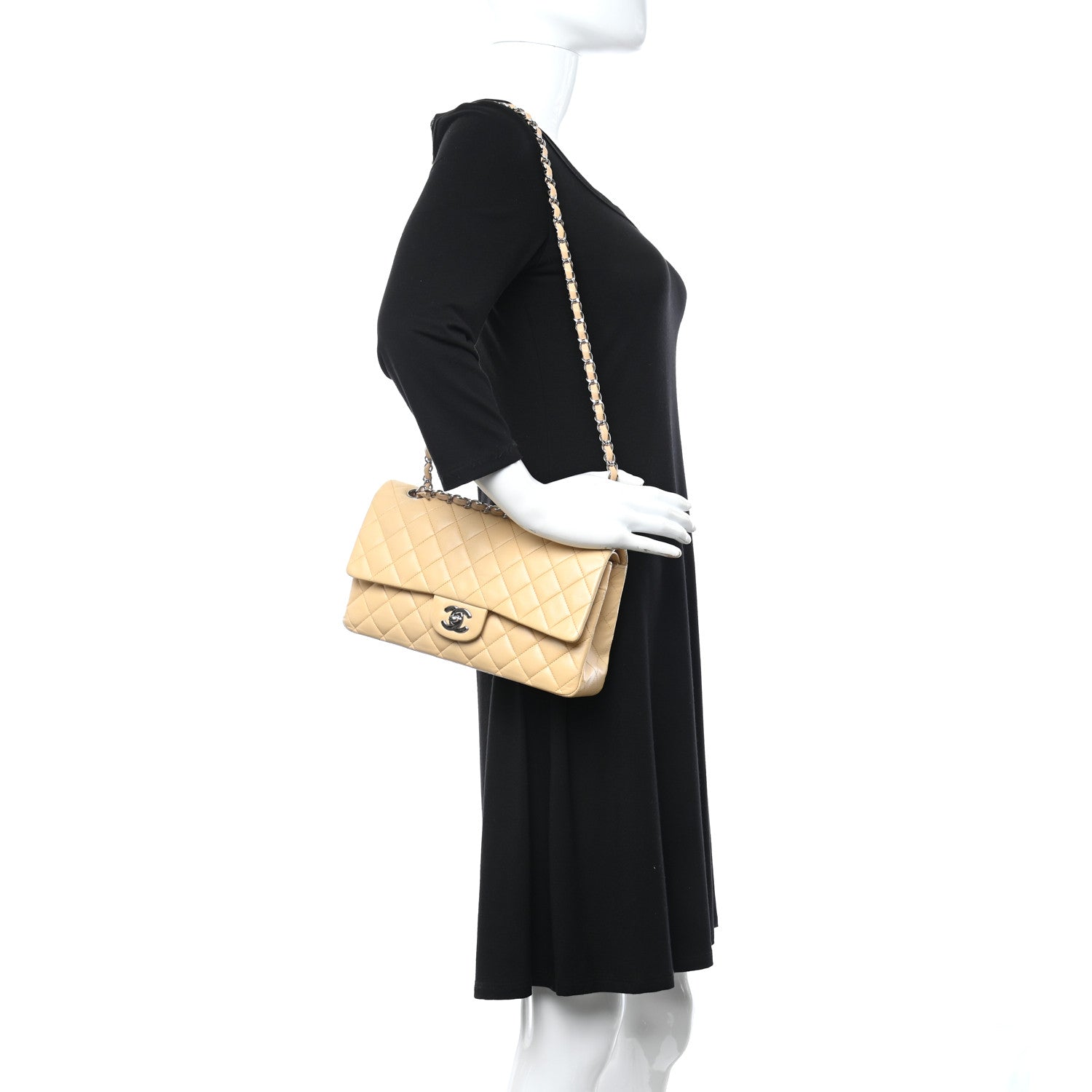 Chanel Lambskin Quilted Medium Double Flap Beige 2 of 10