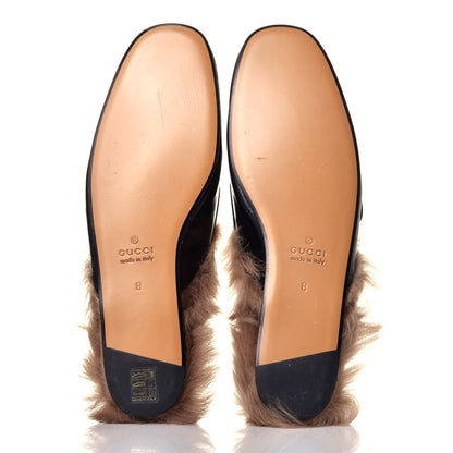Gucci Goatskin Fur Web GG Mens Princetown Slippers 8 Black 5 of 7